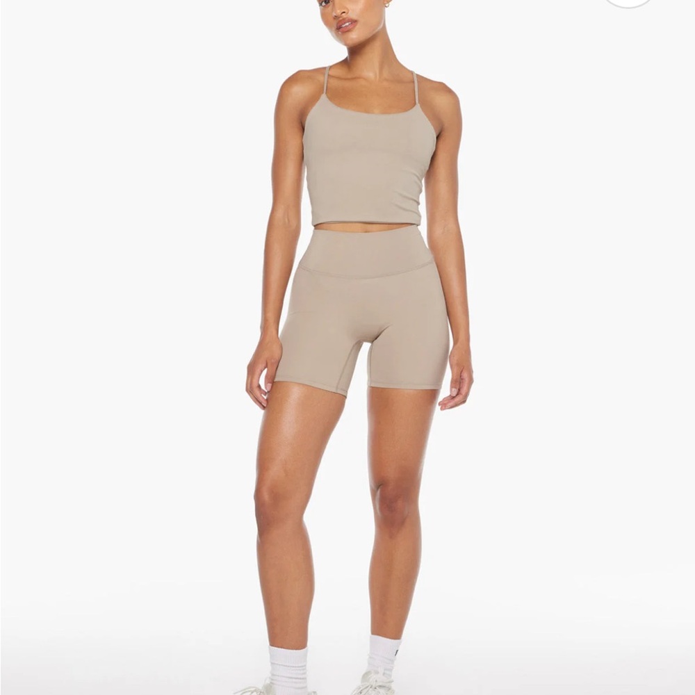 Women's Beige Bike Shorts and long sleeve